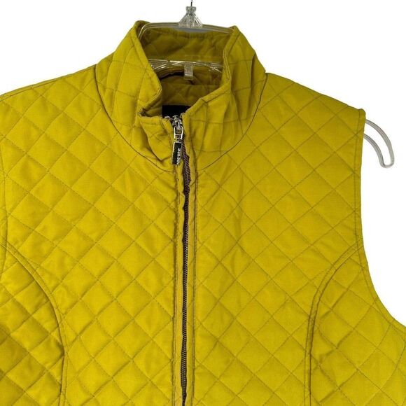 Nine West Vest Quilted Marigold Yellow Womens Size Medium Layering Full Zip - Picture 2 of 9